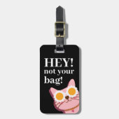 黒パーソナライズされたおもしろい猫ラゲッジタグ ラゲッジタグ (正面縦)