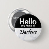 黒パーソナライズされたこんにちは私の名前はカスタムラベル 缶バッジ (正面&裏面)
