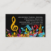 黒パーソナライズされたでカラフルJumbled Music Notes 名刺 (裏面)