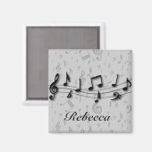 黒パーソナライズされたとグレーの楽譜 マグネット (正面/裏面)