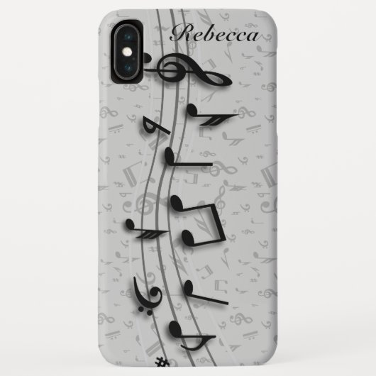 黒パーソナライズされたとグレーの楽譜 Case-Mate iPhoneケース (裏面)