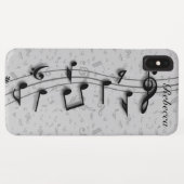 黒パーソナライズされたとグレーの楽譜 Case-Mate iPhoneケース (裏面(横))