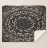 黒パーソナライズされたとトープ曼荼羅 シェルパブランケット (正面(横))