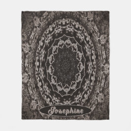 黒パーソナライズされたとトープ曼荼羅 フリースブランケット