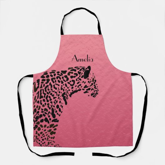 黒パーソナライズされたとピンクのジャガーエプロン エプロン (正面)