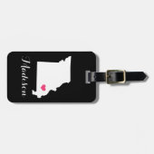 黒パーソナライズされたとピンクのハートミズーリ州 ラゲッジタグ (正面横)