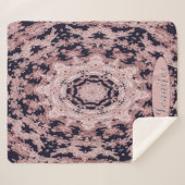 黒パーソナライズされたとピンクのフローラ曼荼羅 シェルパブランケット (正面(横))