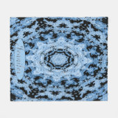 黒パーソナライズされたとライトブルーのフローラ曼荼羅 フリースブランケット (正面(横))