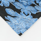 黒パーソナライズされたとライトブルーのフローラ曼荼羅 フリースブランケット (角)