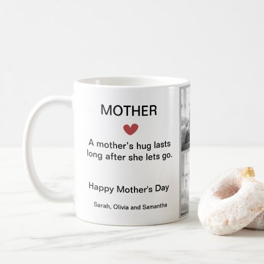 黒パーソナライズされたと白のコラージュマグ コーヒーマグカップ (ドーナツ)