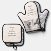 黒パーソナライズされたと白のコラージュ –  鍋つかみ&鍋敷きセット (正面/裏面)