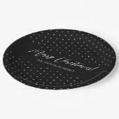 黒パーソナライズされたと白のスクリプエレガントト ペーパープレート (アングル)