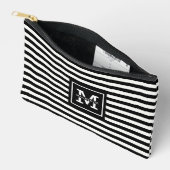 黒パーソナライズされたと白のストライプパターン アクセサリーポーチ (見開き)