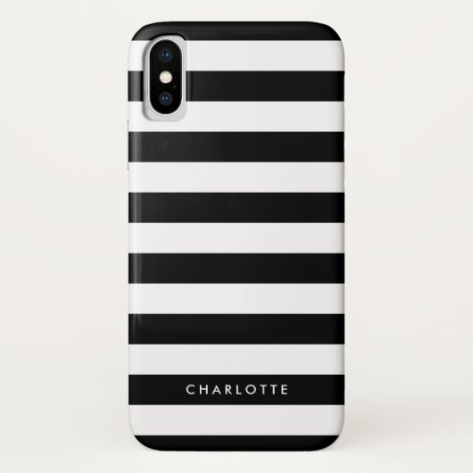 黒パーソナライズされたと白のストライプ Case-Mate iPhoneケース (裏面)