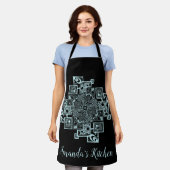 黒パーソナライズされたと白のテクスチャ線のもつれ エプロン (着用した状態)