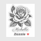 黒パーソナライズされたと白のバラ防水 シール (シート)