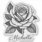 黒パーソナライズされたと白のバラ防水 シール (正面)