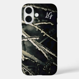 黒パーソナライズされたと白のブランチiPhoneケース iPhone 16ケース