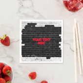 黒パーソナライズされたと白のレンガの壁 スタンダードカクテルナプキン (インサイチュ)