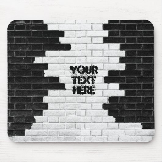 黒パーソナライズされたと白のレンガの壁 マウスパッド (正面)