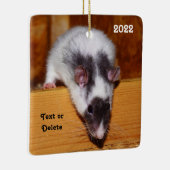 黒パーソナライズされたと白の仮面ペット セラミックオーナメント (右)
