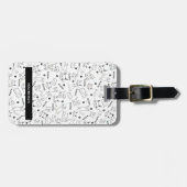 黒パーソナライズされたと白の前足とヒゲ ラゲッジタグ (正面横)