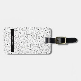 黒パーソナライズされたと白の前足とヒゲ ラゲッジタグ