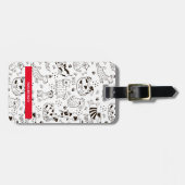 黒パーソナライズされたと白の前足とプリント ラゲッジタグ (正面横)