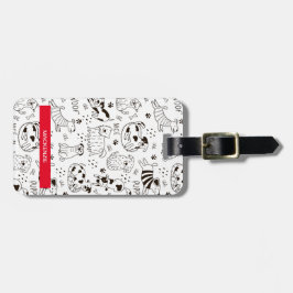 黒パーソナライズされたと白の前足とプリント ラゲッジタグ