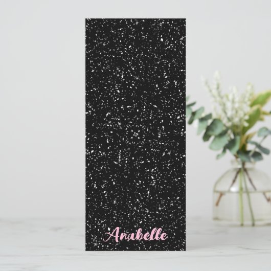 黒パーソナライズされたと白の斑点ブックマーク (スタンド正面)