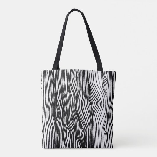 黒パーソナライズされたと白の木目パターン トートバッグ (裏面)