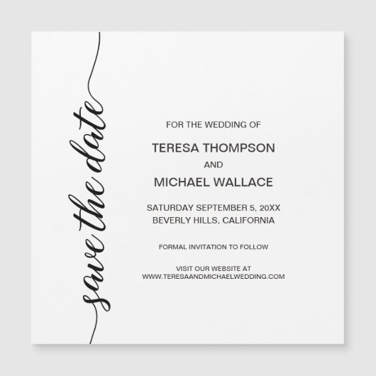 黒パーソナライズされたと白「日付の保存」 (正面)