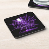 黒パーソナライズされたと紫のスパイダーウェブコースター コースター (左側)