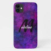 黒パーソナライズされたと紫の抽象芸術バブル Case-Mate iPhoneケース (裏面)