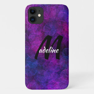 黒パーソナライズされたと紫の抽象芸術バブル iPhone 11 ケース