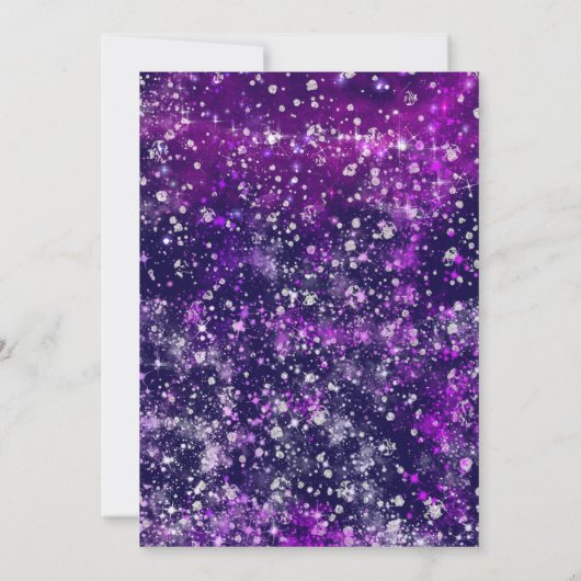 黒パーソナライズされたと紫の誕生日仮装 招待状 (裏面)