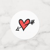 黒パーソナライズされたと赤の愛のハートテーブル紙吹雪 コンフェッティ (スモール正面)