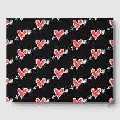 黒パーソナライズされたと赤の愛のハート結婚 ゲストブック (裏面)