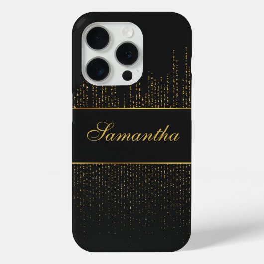 黒パーソナライズされたと金ゴールドのグリッター Case-Mate iPhoneケース (裏面)