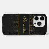 黒パーソナライズされたと金ゴールドのグリッター Case-Mate iPhoneケース (裏面 (横))
