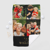 黒パーソナライズされたと金ゴールドのコラージュ ゴルフタオル (インサイチュ)