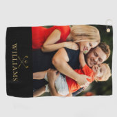 黒パーソナライズされたと金ゴールドのゴルフクラブの写真 ゴルフタオル (横)