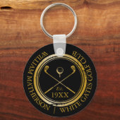 黒パーソナライズされたと金ゴールドのゴルフクラブ名 キーホルダー (裏面)