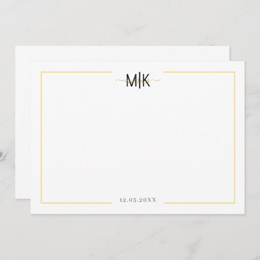 黒パーソナライズされたと金ゴールドのサンキューカード 招待状 (正面/裏面)