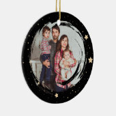黒パーソナライズされたと金ゴールドのスターフォトクリスマス セラミックオーナメント (右)