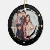 黒パーソナライズされたと金ゴールドのスターフォトクリスマス セラミックオーナメント (左)