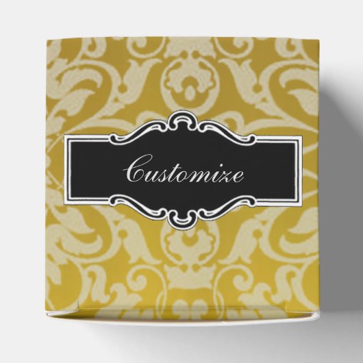 黒パーソナライズされたと金ゴールドのダマスクハート フェイバーボックス (上部)