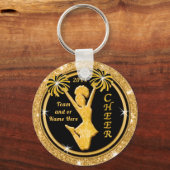 黒パーソナライズされたと金ゴールドのチアリーティングキーホルダー キーホルダー (正面)