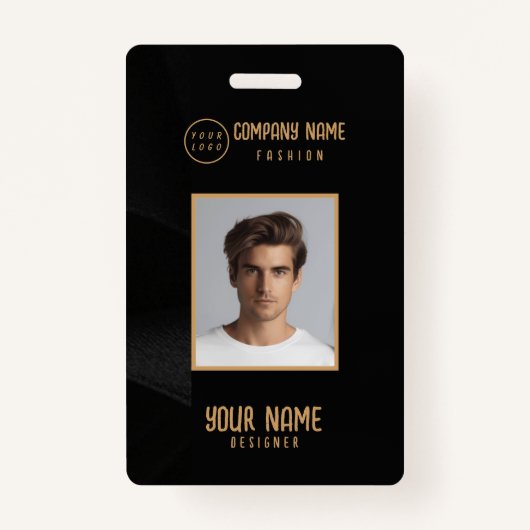 黒パーソナライズされたと金ゴールドのバエレガントッジ バッジ (正面)