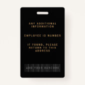 黒パーソナライズされたと金ゴールドのバエレガントッジ バッジ (裏面)